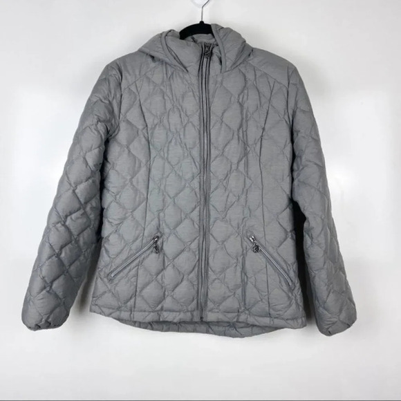 ZeroXposur Grey Zip Up Quilted Down Filled Lightweight Hooded Jacket Size Medium - Picture 1 of 10